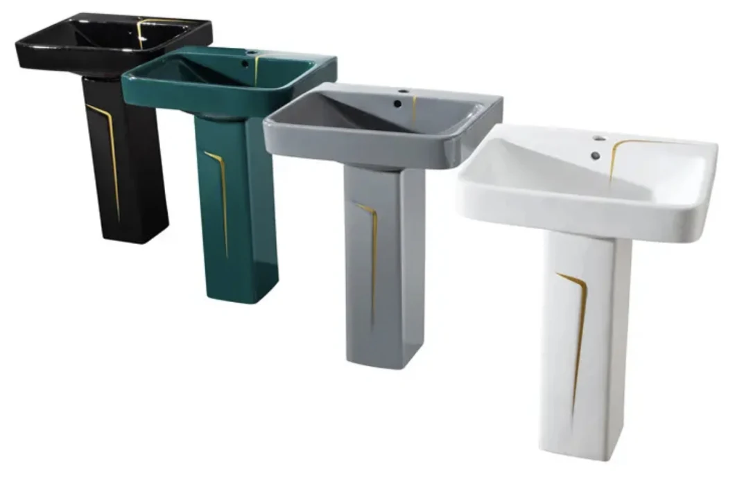 Wholesale Luxury Sanitary Ware Glazed Ceramic Hand Wash Pedestal Sink Floor Standing Bathroom Pedestal Wash Basin