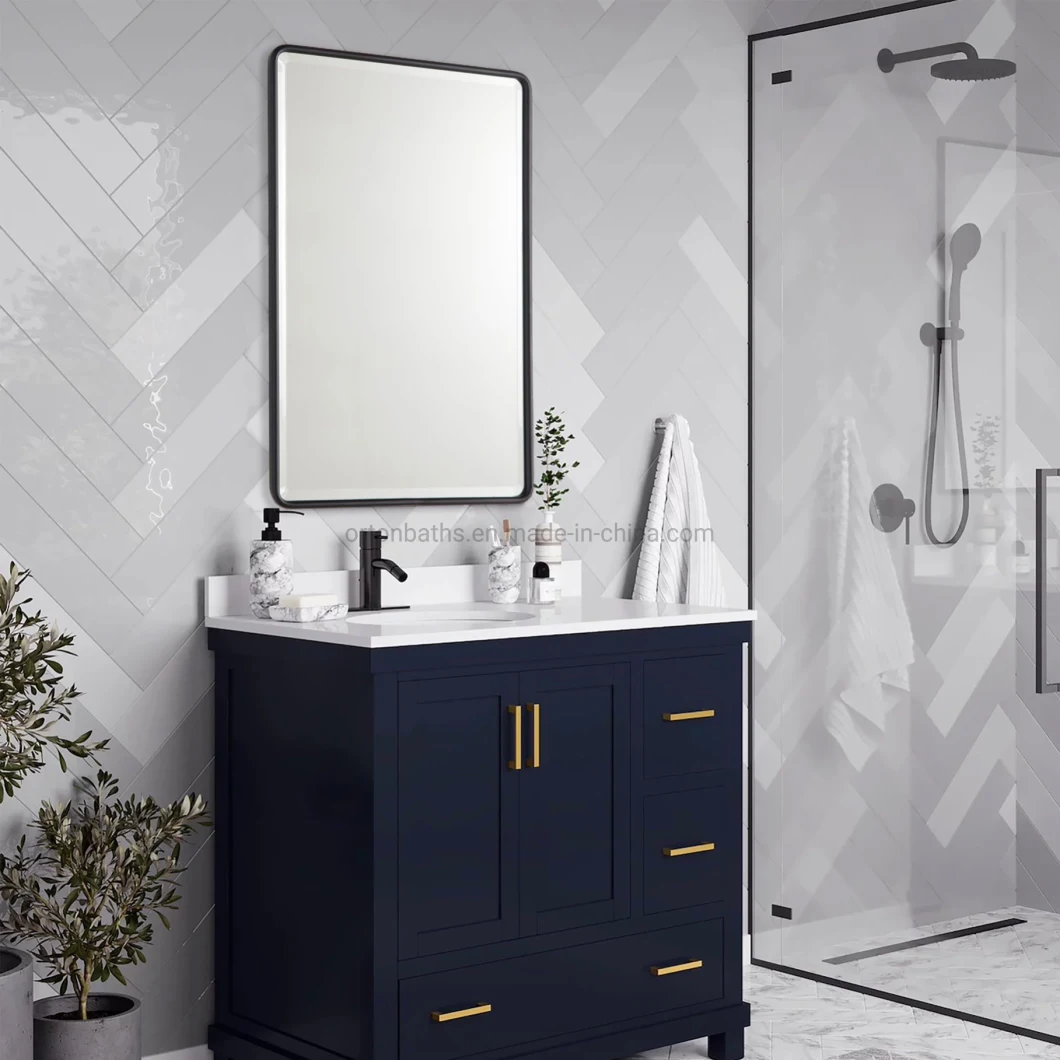 Ortonbath Large Framed Decorative Rectangle Wall Mirror, Black, Sleek Decorative Wall Mirror with Modern Frame Bathroom Mirror