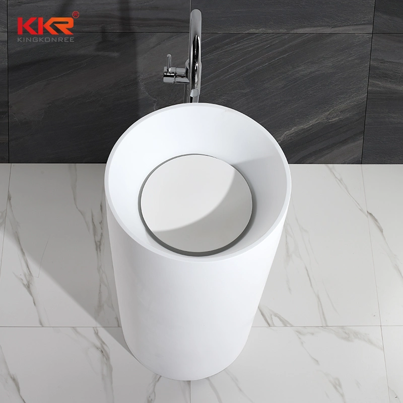 Bathroom Solid Surface Resin Stone Pedestal Freestanding Basin