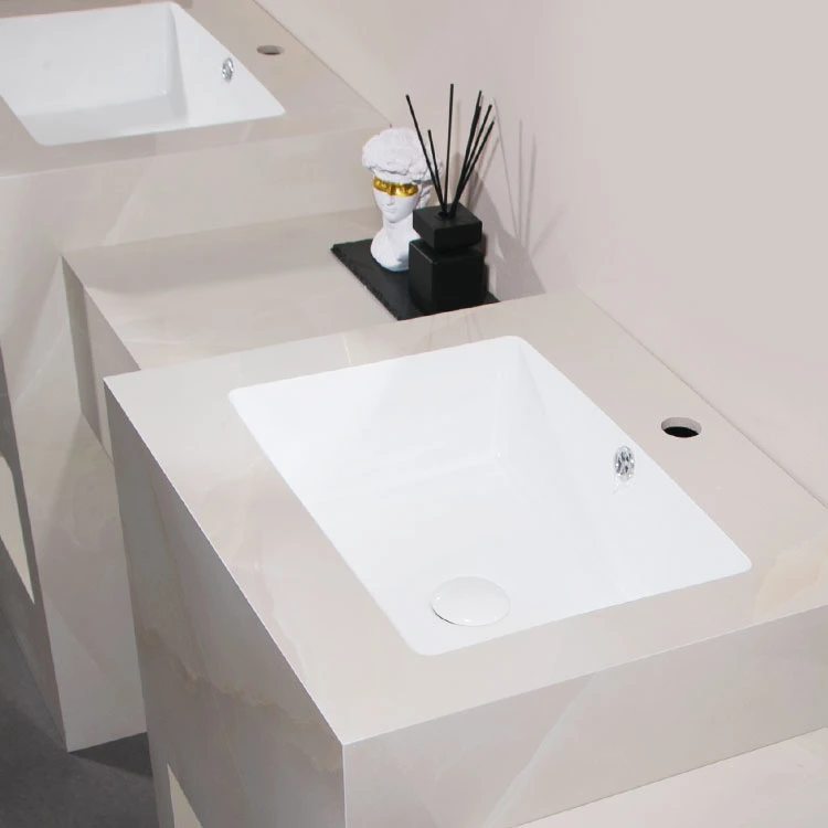 European Design Unique Bathroom Sinks Sintered Stone Rectangular Pedestal Basin