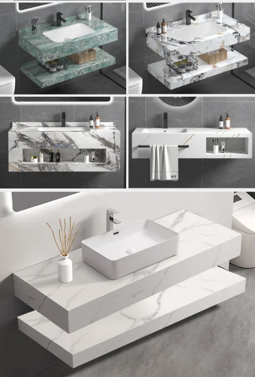 Badezimmer-Waschtisch aus gesintertem Stein, modernes Wandwaschbecken für Hotels