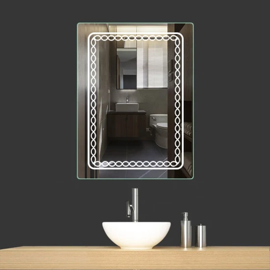 Jinghu Maßgeschneiderter übergroßer Badezimmerspiegel zur Wandmontage, beleuchteter rechteckiger Touchscreen-Smart-Badezimmerspiegel mit LED