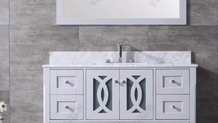 48 Zoll hochwertiger, moderner Badezimmer-Waschtischunterschrank mit Carrara-Marmorplatte
