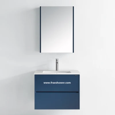 Moderner Badezimmer-Waschtisch aus Melamin-Sperrholz zur Wandmontage mit Spiegelschrank