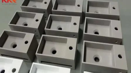 Kkr China Factory Großhandel Modernes, freistehendes, integriertes Beton-Waschbecken aus Corian aus reinem Acryl mit Tropfen-in-Farbe-Aufsatztoilette, kleines Waschbecken